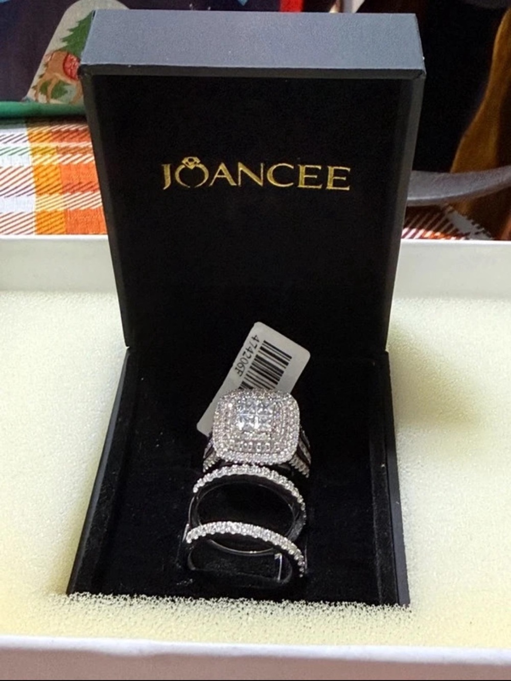 Joancee Silver-Tone White Cubic Zirconia Bridal Ring Set